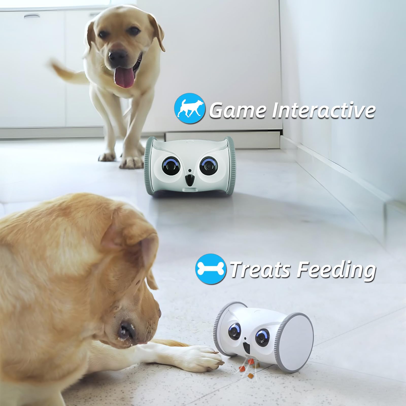 SKYMEE Owl Robot: 1080P Full HD Pet Camera with Treat Dispenser & 2-Way Audio - Interactive Toy for Dogs & Cats - App-Controlled Home Monitoring System - No Monthly Fees - Perfect for Pet Training, Playtime & Remote Home Security