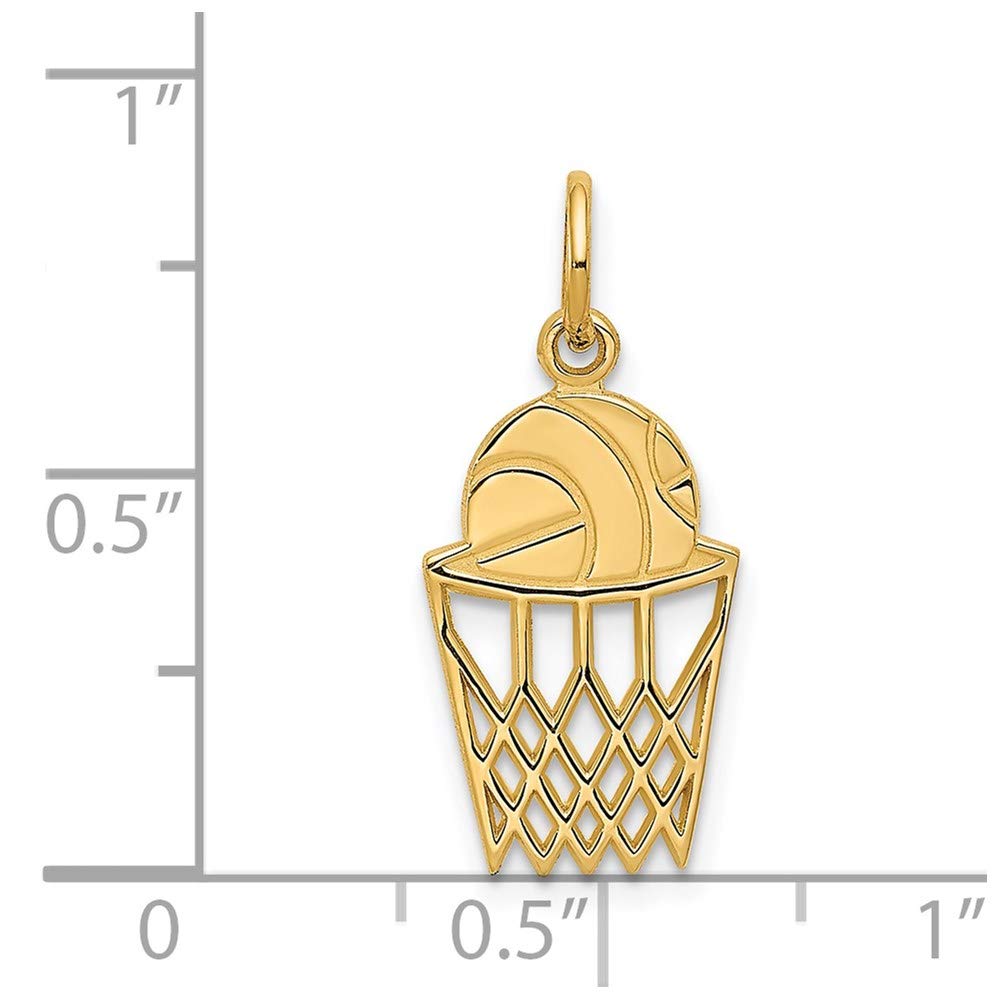 14k Yellow Gold Basketball Charm - Black Bow for Jewelry & Gifts