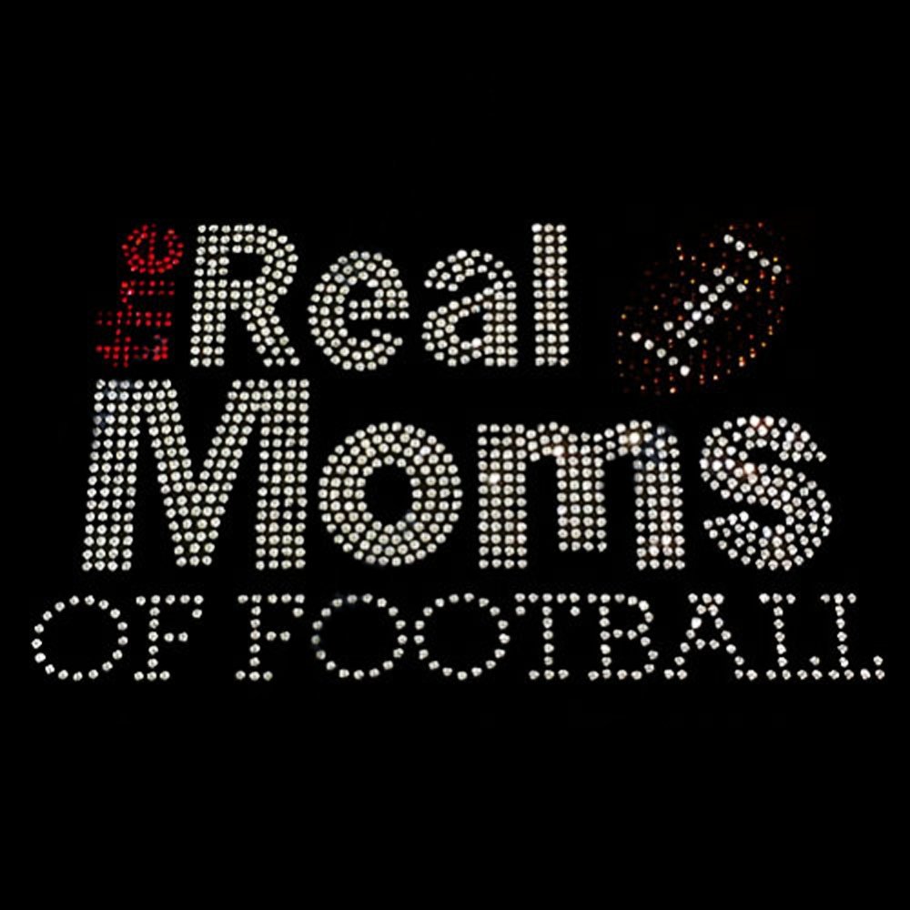 Rhinestone Transfer 'The Real Moms of Football' Hotfix Iron On Bling - Perfect for Football Mom Apparel, Team Spirit Jerseys & DIY Craft Projects