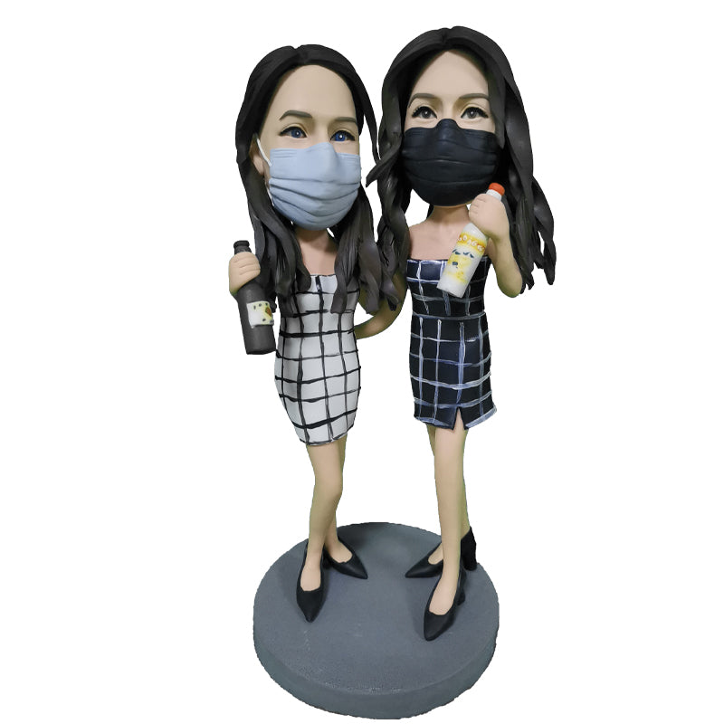 Custom Personalized Sister Bobblehead Doll - Unique Party Gift for Sisters, Birthday, Wedding, Bachelorette - Fun Home & Office Decoration