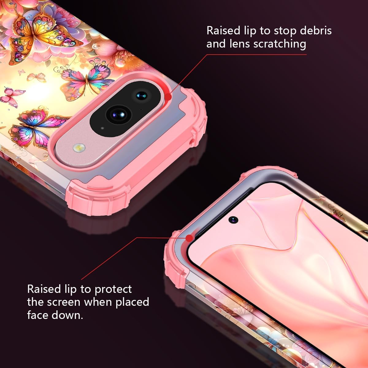 Google Pixel 9 Pro Case - Shockproof 3-Layer Heavy Duty Hybrid Cover with Soft Silicone & Hard Plastic Protection - Perfect for Women's Style and Everyday Drop Protection (Office, Travel, Outdoor Use)