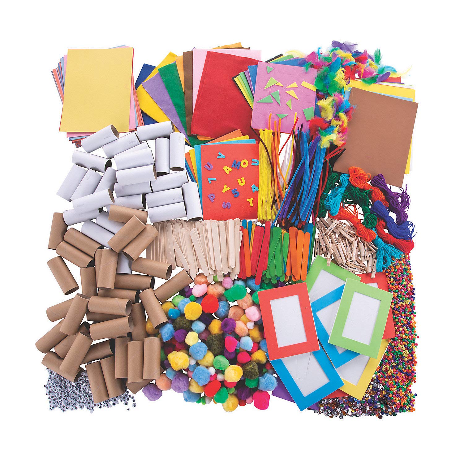 Fun Express Bulk Colossal Craft Supply Assortment - 9296 Pieces for DIY Projects, School Crafts & Party Decorations | Premium Crafting Materials for Kids & Adults