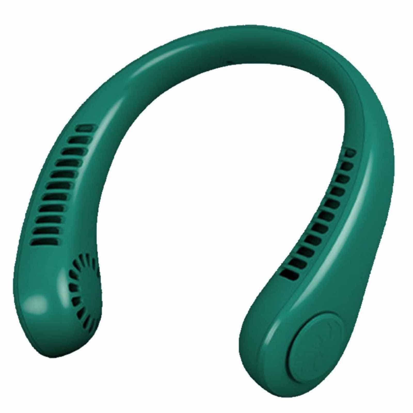 2022 New Portable USB Rechargeable Neck Fan - Lightweight Hands-Free Bladeless Personal Cooling Fan with 3 Speed Settings & 360° Airflow | Perfect for Outdoor Sports, Gym Workouts, Office Use & Travel (Green)
