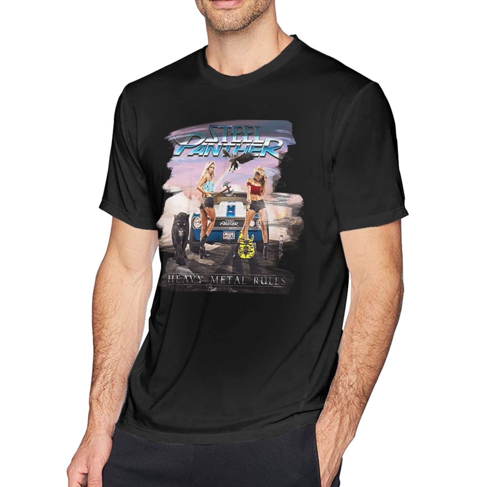Custom 3D Printed Heavy Metal Rules T-Shirt for Men - Breathable Round Neck Short Sleeve Tee - Perfect for Concerts, Gaming & Rock Fashion