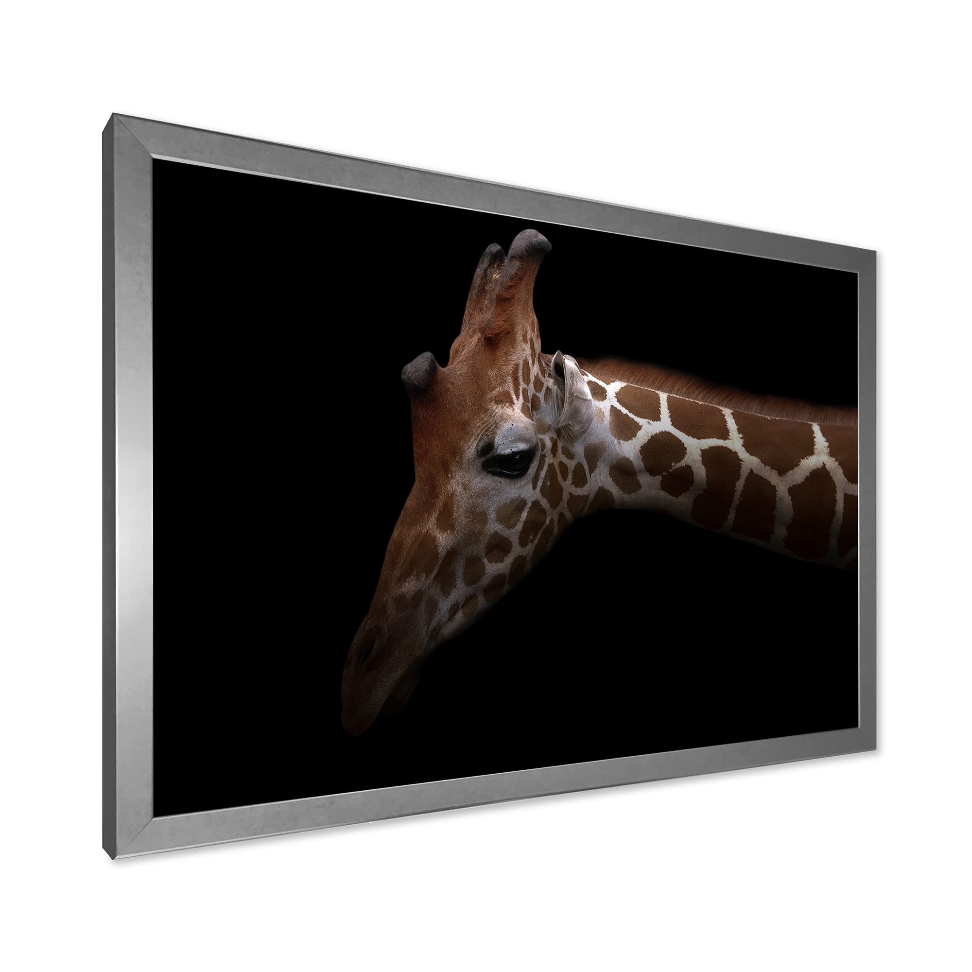 DesignQ Giraffe Portrait IV - Farmhouse Framed Wall Art Decor for Living Room, Bedroom & Office - Animal Themed Home Decoration