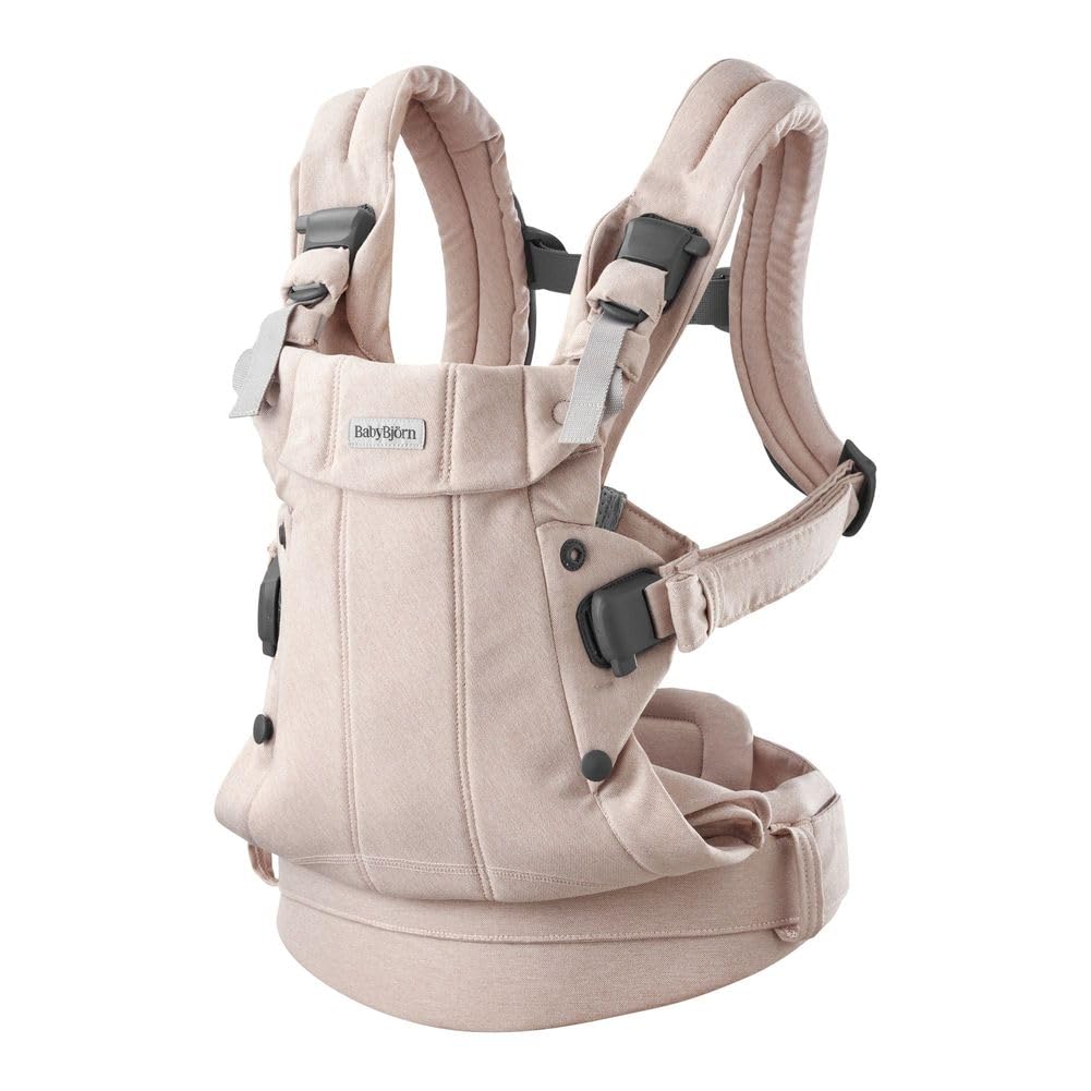 BabyBjorn Harmony Baby Carrier - Soft Woven Melange Fabric, Ergonomic Design for Newborn to Toddler (Light Pink) | Perfect for Hands-Free Parenting, Walks & Travel