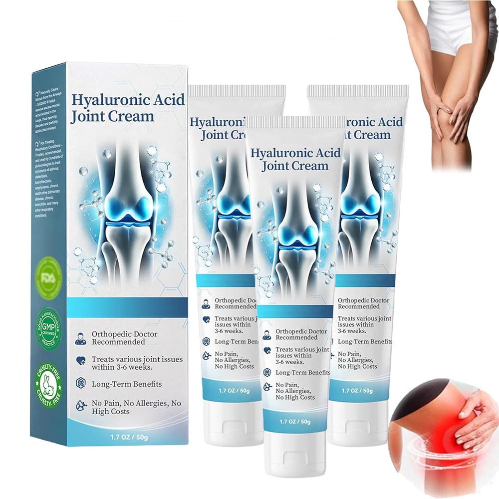 Arthroheal Hyaluronic Acid Joint Repair Cream - 3 Pack for Arthritis Pain Relief in Hands, Knees & Feet - Moisturizing Bone Support Cream with Natural Ingredients | Perfect for Active Lifestyles & Post-Workout Recovery