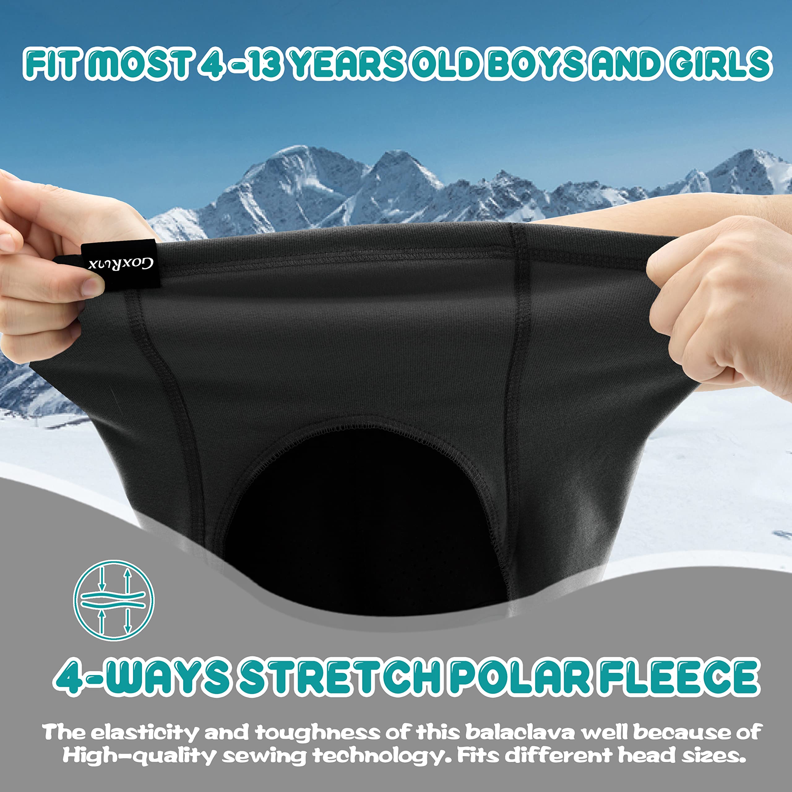 Kids Balaclava Ski Mask - Winter Breathable Face Cover for Boys & Girls - Windproof Fleece Neck Warmer for Cold Weather - Perfect for Skiing, Snowboarding & Outdoor Winter Activities