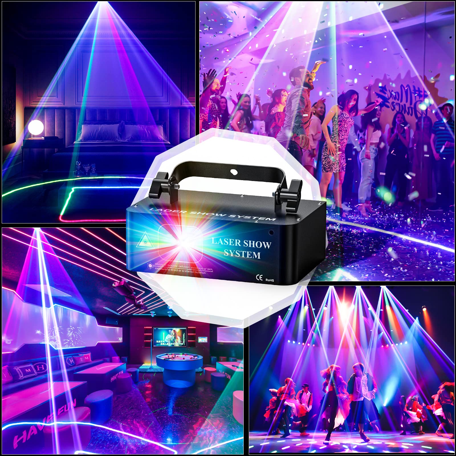 Professional DJ Stage Lighting - Sound Activated RGB Strobe LED Party Lights with DMX Control | Perfect for Dance Parties, Birthday Events, Bars, Pubs & Club Stage Lighting