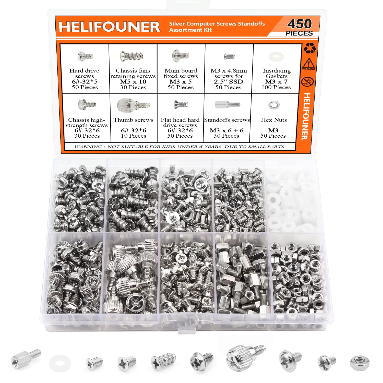450-Piece Computer Standoffs & Screws Assortment Kit - Compatible with 2.5