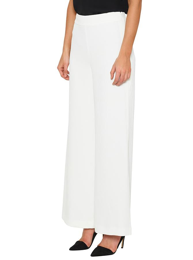 Stylish High Waisted Wide Leg Pants for Women - Day to Night Transition - Comfortable White Trousers for Work, Office & Casual Outings