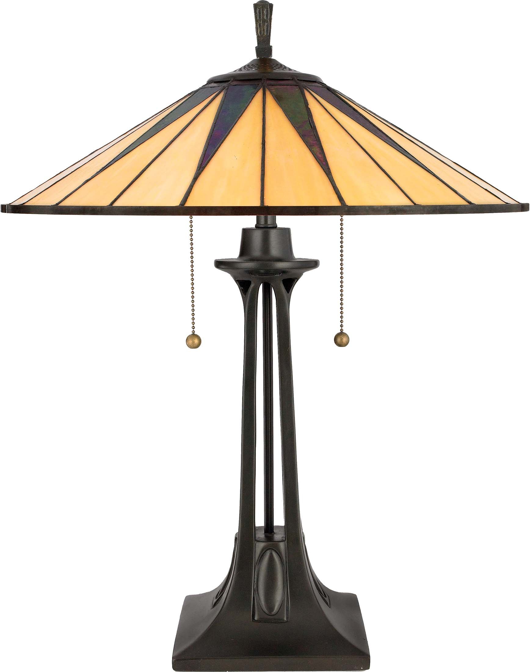 Quoizel TF6668VB Gotham Tiffany Style 2-Light Table Lamp - 150W Vintage Bronze Finish (25