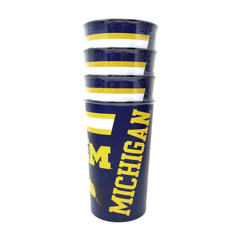 NCAA Party Cups 4-Pack - Reusable Plastic Drinking Cups for Beer, Soda & Cocktails - Dishwasher Safe Multipurpose Cups - Perfect for Game Day, Tailgating & College Parties