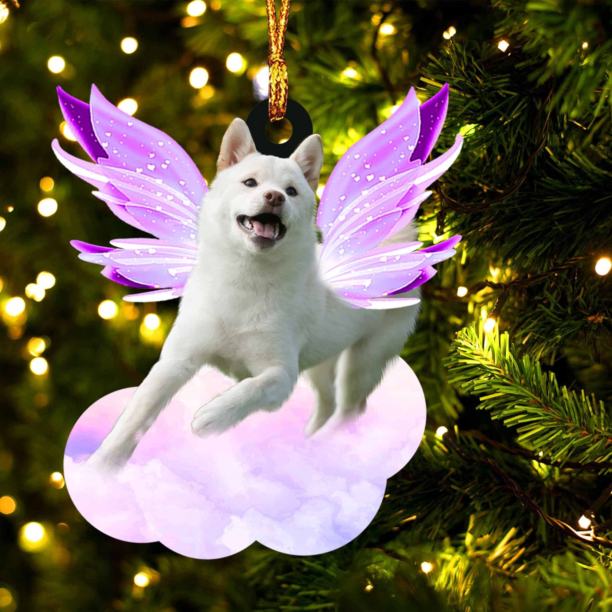 Shiba Cream Dog Christmas Ornaments - Purple Wing Holiday Tree Decorations, Mica Plastic Hanging Ornament Gift Set (10-Pack) | Perfect for Christmas Tree Decor, Home Party Decorations & Holiday Gift Giving