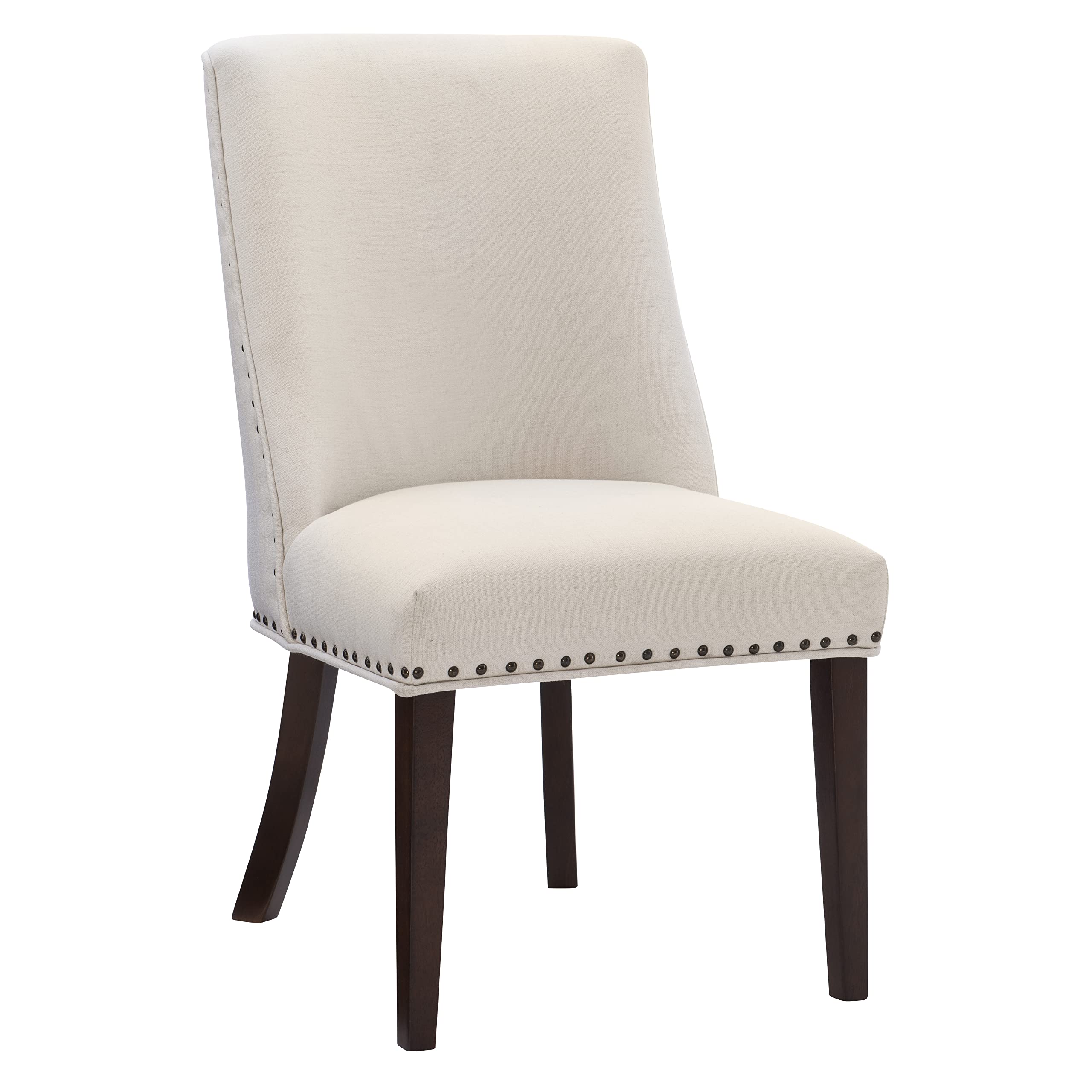 Powell Parnell Dining Chair Set of 2 - Natural/Espresso Upholstered Side Chairs for Kitchen, Dining Room & Office | Modern Comfort Seating for Home Decor