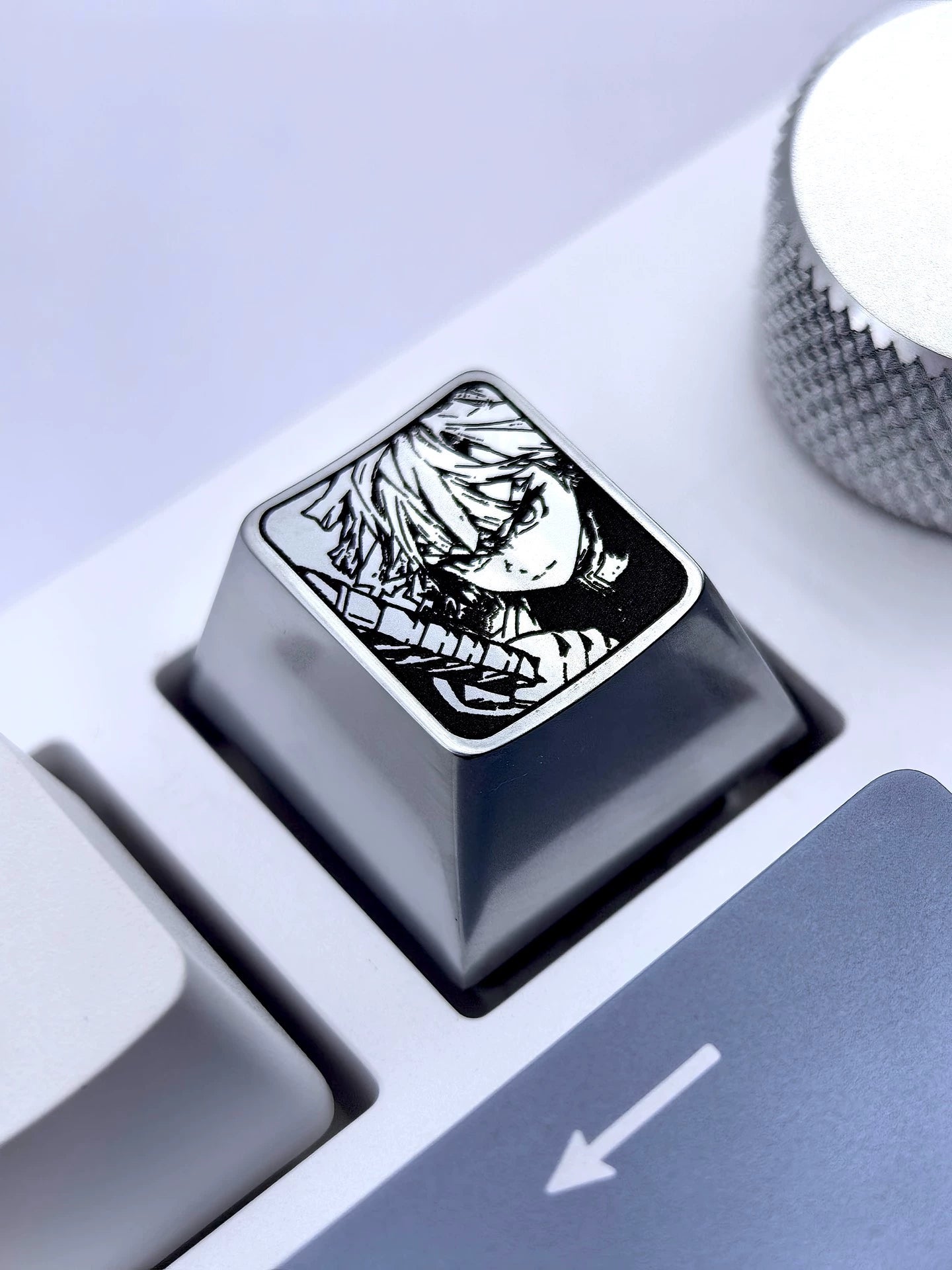 Agatsuma Zenitsu Anime Keycap - 1U Zinc Alloy Metal Keycap for Mechanical Keyboards - Black & White Cartoon Design - Perfect for Gaming, Typing, and Custom Keyboard Builds