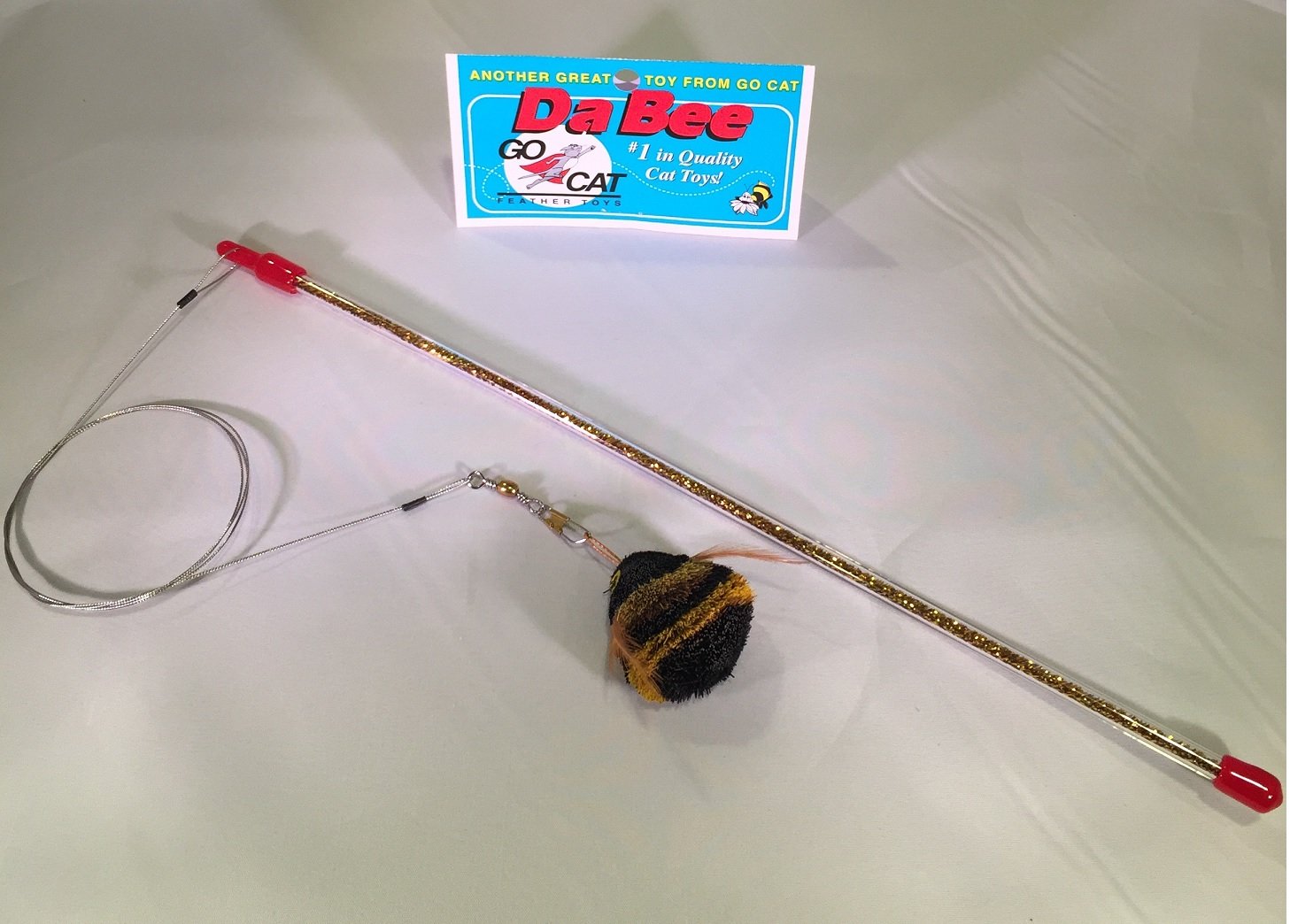 Go Cat Da Bee Teaser Wand - Interactive Cat Toy with Gold Glitter (Made by The Maker of Da Bird & Cat Catcher) - Perfect for Indoor Play & Exercise