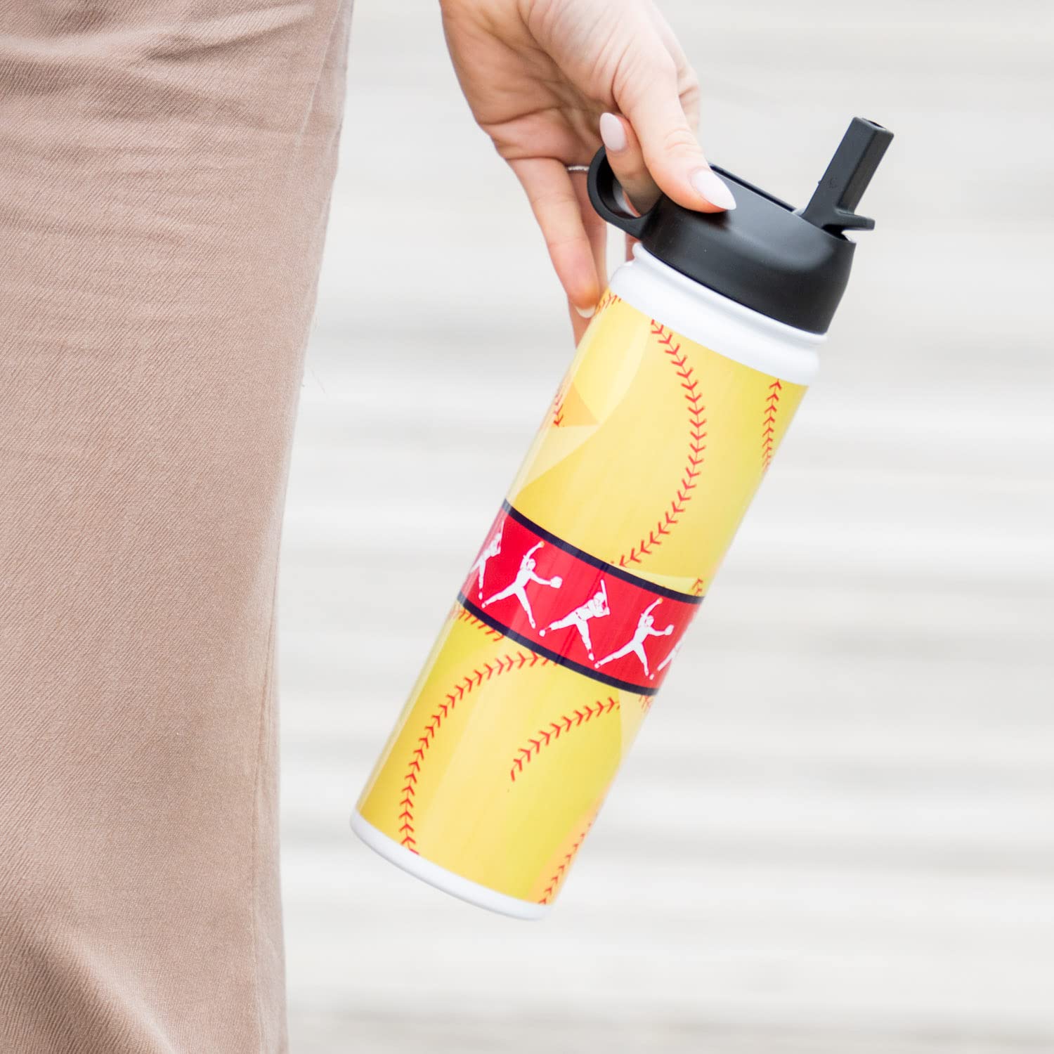 ChalkTalkSPORTS Softball Water Bottle for Players - Insulated, Leak-Proof Sports Drink Bottle with Handle - Perfect for Softball Games, Practice & Outdoor Activities