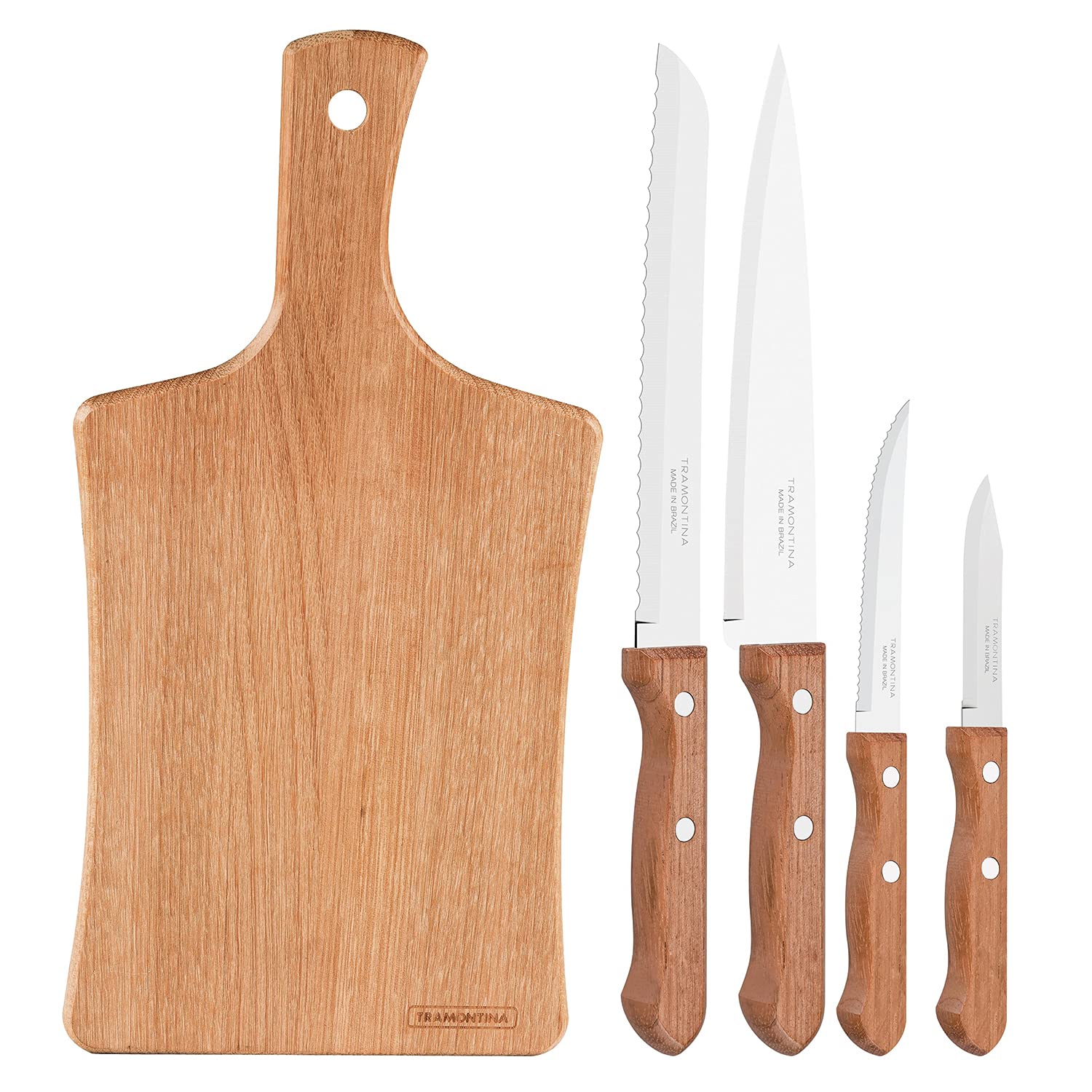 Tramontina 5-Piece Kitchen Knives Set with Block - 22399/018 - High-Quality Stainless Steel Knives for Chopping, Slicing & Dicing - Perfect for Home Chefs & Cooking Enthusiasts