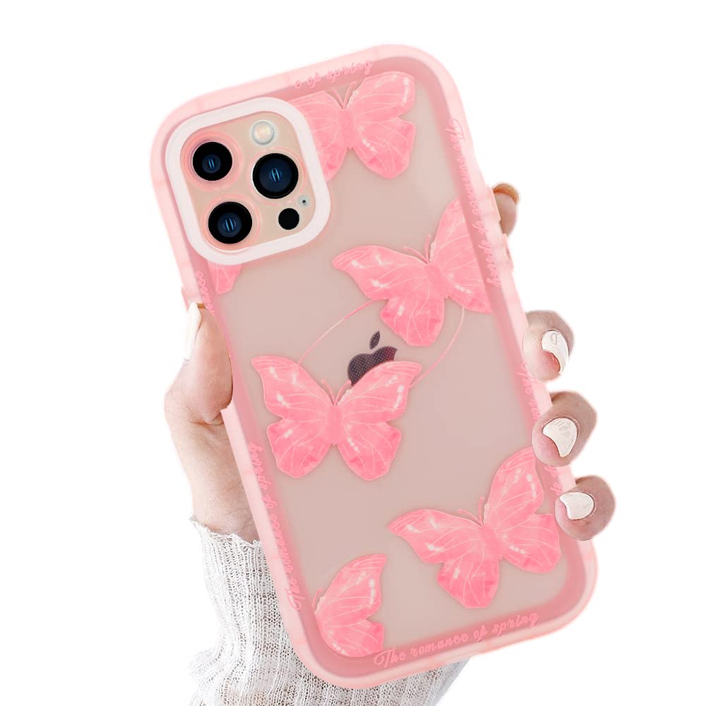 OOK iPhone 11 Pro Max Case with Screen Protector - Pink Butterflies Design Clear Protective Phone Cover for Women & Girls (6.5 Inch) | Perfect for Everyday Use, Gift Giving & Fashion Protection