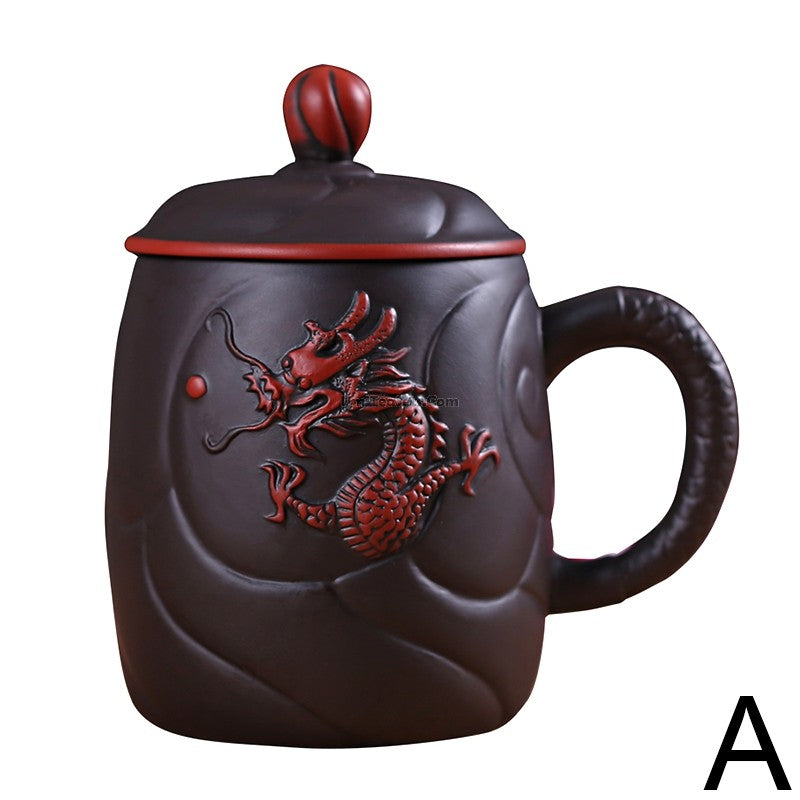 Premium Yixing Purple Clay Dragon Tea Cup with Infuser - Handcrafted Chinese Teapot for Loose Leaf Tea, Perfect for Gongfu Tea Ceremony & Daily Brewing