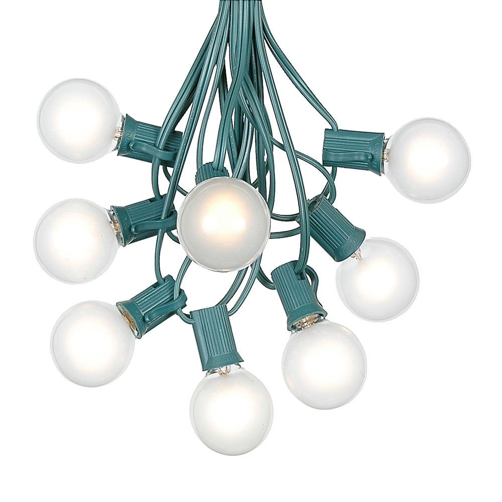 G40 Vintage Patio String Lights with 125 Frosted Globe Bulbs - 100ft Green Wire Outdoor Hanging Lights for Garden, Backyard, Cafe & Market Decor - Perfect for Weddings, Parties and Cozy Evenings
