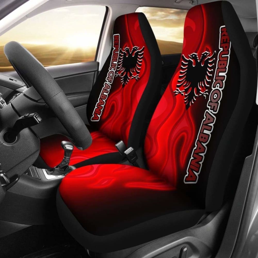 Premium Albania Car Seat Covers - Albanian Flame Design (15