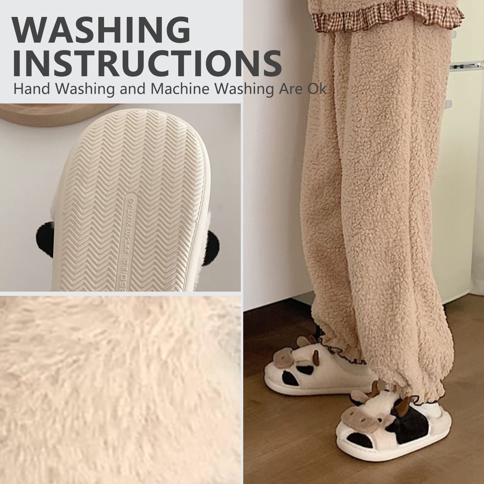 Cozy Cow Slippers for Women - Soft Fluffy Kawaii Animal Slippers with Thick Non-Slip Sole | Warm Indoor/Outdoor House Shoes for Winter, Lounge, Home, Dorm & Gift Giving