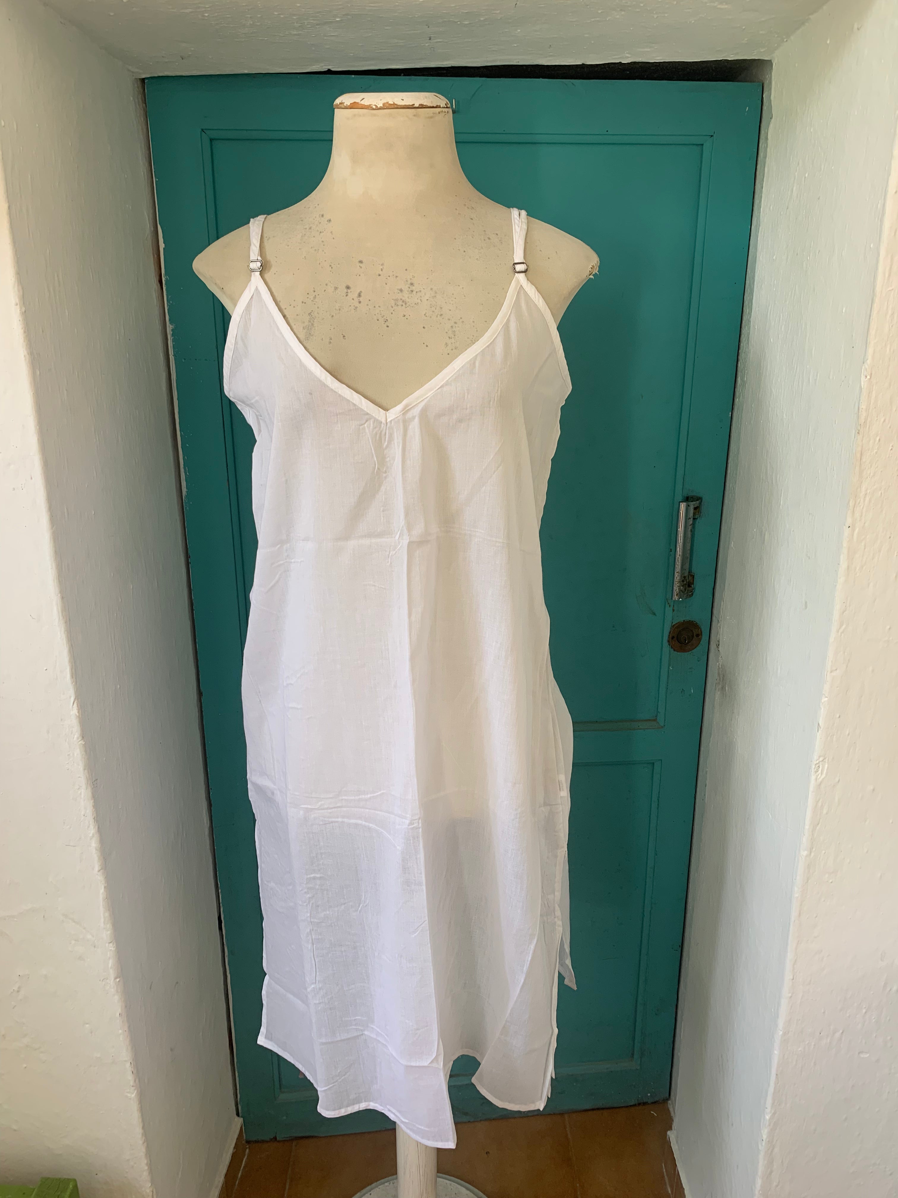 Softest White Cotton Slip Dress for Women - Elegant & Comfortable Nightwear, Loungewear, and Layering Piece