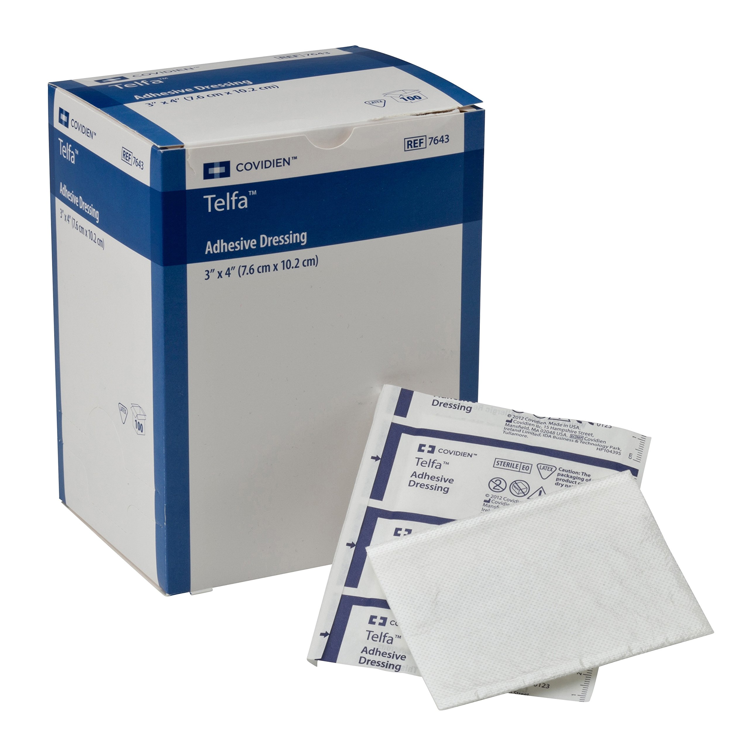 Covidien 7643 Telfa Sterile Adhesive Dressing, 3