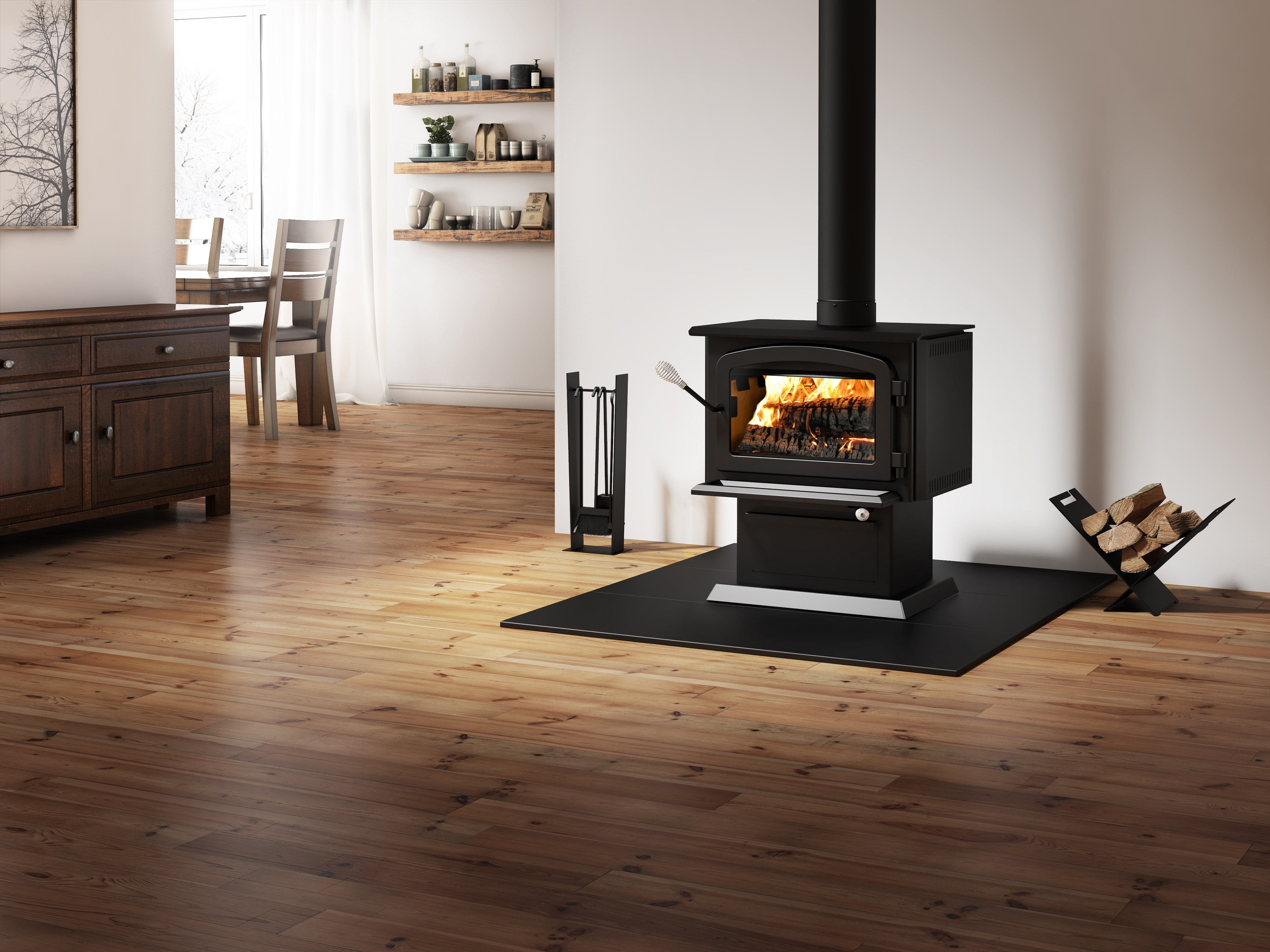 Drolet Blackcomb II EPA Certified Wood Stove - 1,800 Sq. Ft Heating Capacity | Efficient & Eco-Friendly Home Heating Solution for Cabins, Living Rooms & Outdoor Spaces