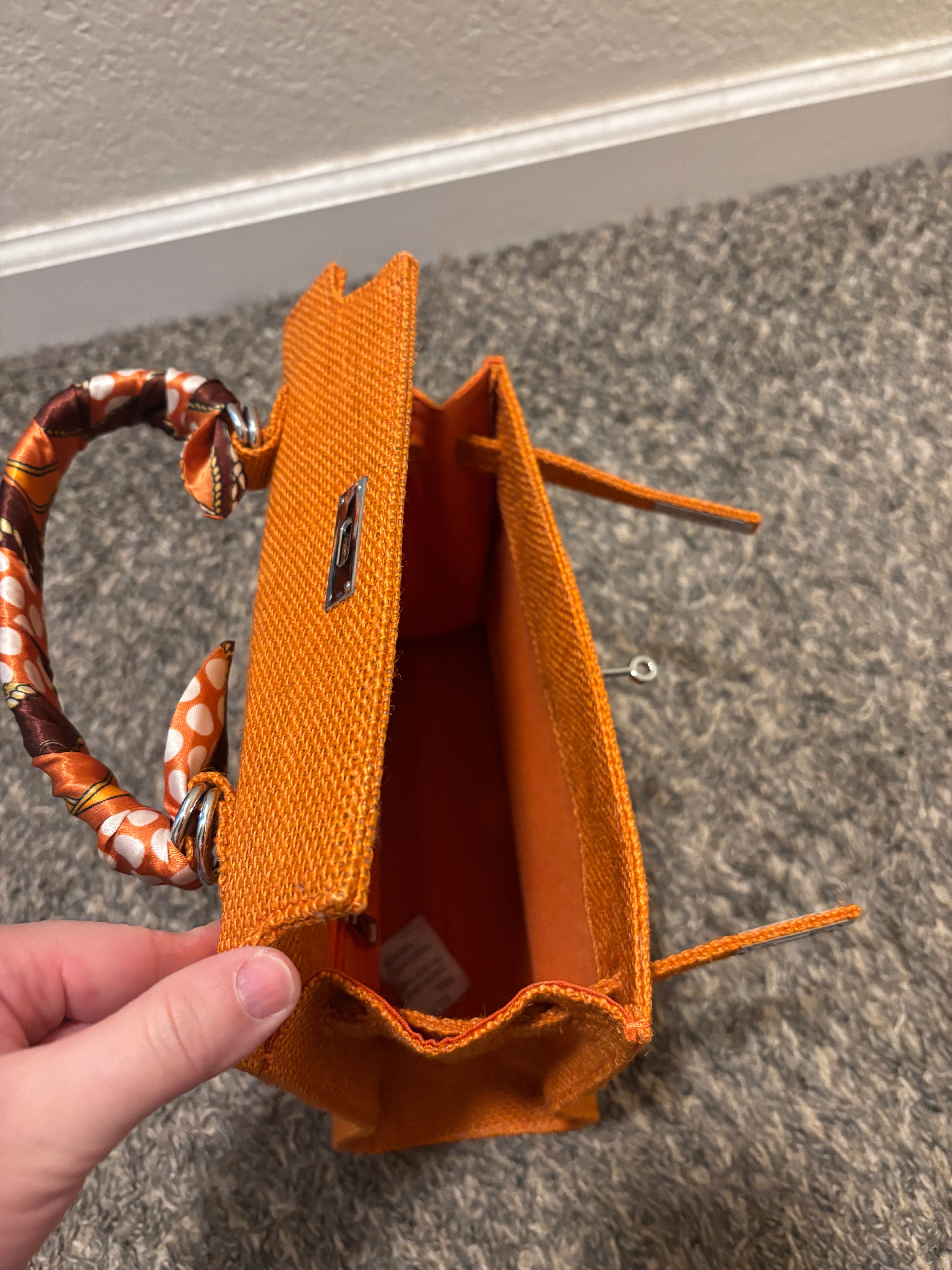 French Style Jute Mini Crossbody Bag for Women - Orange Eco-Friendly Tote & Shoulder Bag | Perfect for Beach, Shopping & Casual Outings