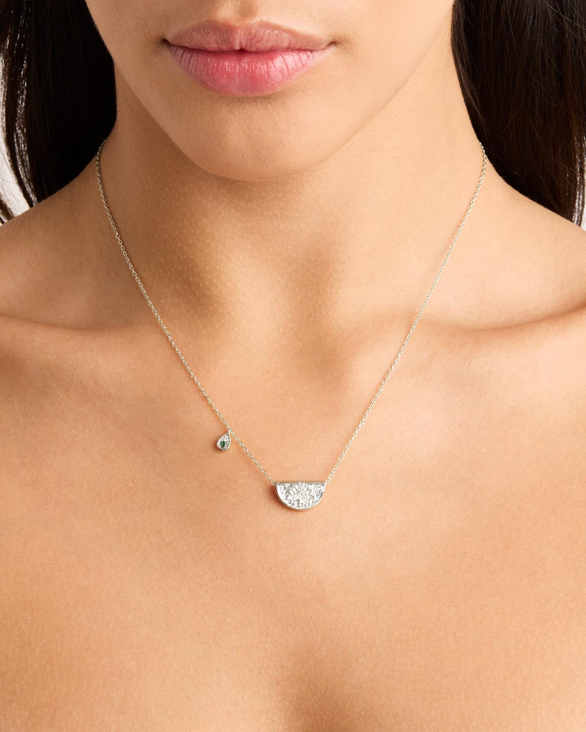 May Birthstone Necklace - Sterling Silver Lotus Pendant with Genuine Emerald | Perfect Gift for Mother's Day, Birthday & Anniversary