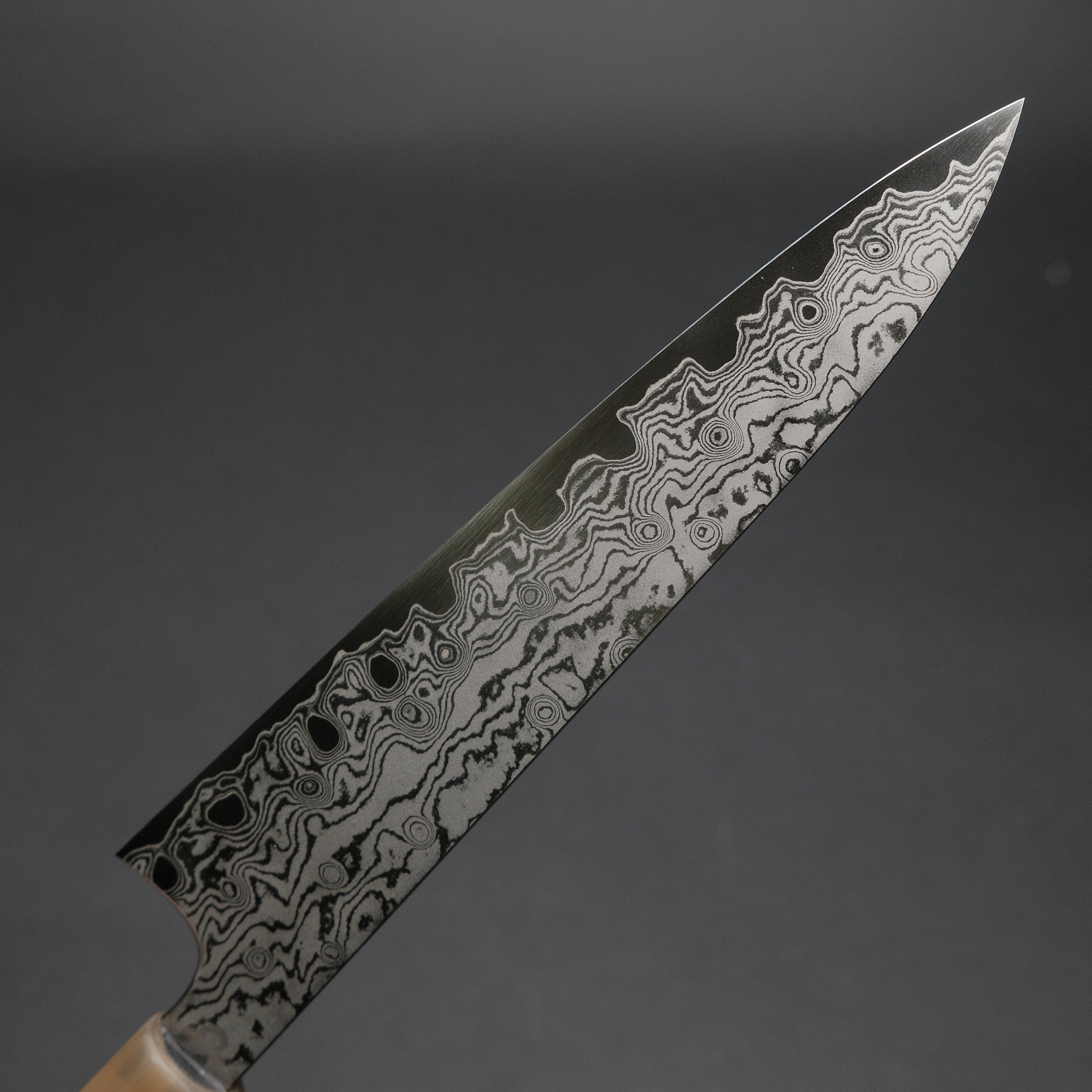 Hitohira Kikuchiyo Yohei 210mm Gyuto Knife - VG-10 Damascus Steel Blade with Ebony Wood Handle - Limited Edition Japanese Chef Knife for Professional Cooking, Sushi & Meat Cutting