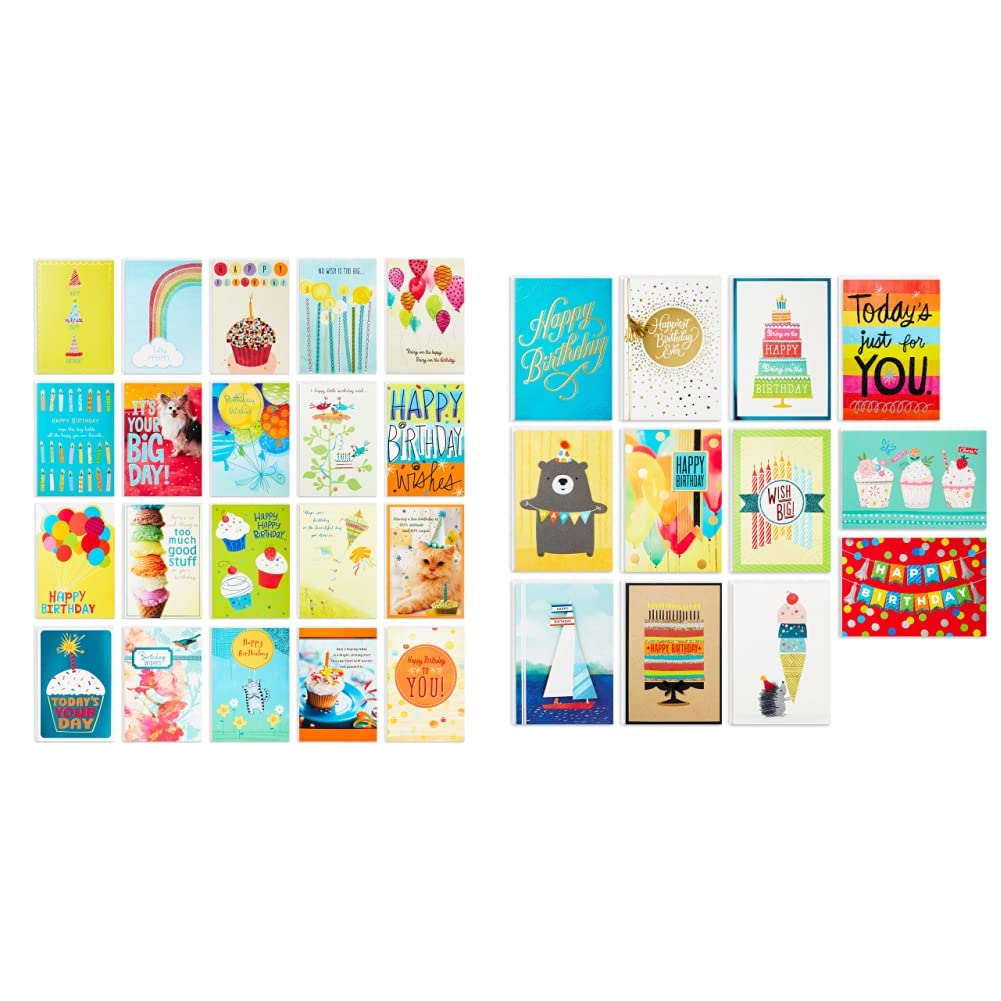 Hallmark Birthday Cards Bulk Pack - 20 & 12 Assorted Greeting Cards with Envelopes - Perfect for Hallmark Card Organizer Box - Ideal for Birthdays, Anniversaries & Special Occasions