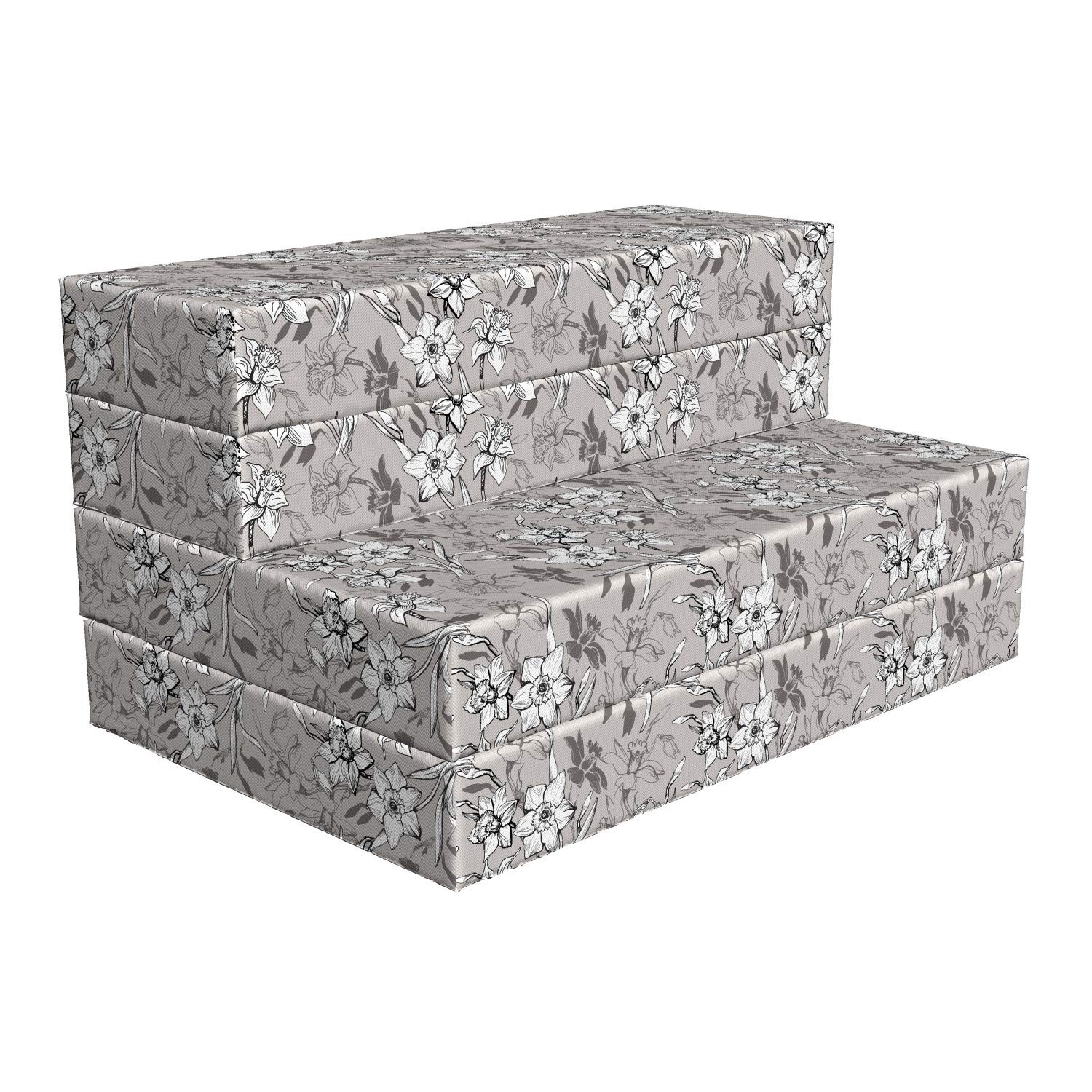Ambesonne Charcoal Foldable Mattress - Floral Nostalgia Daffodils Design, 74.8