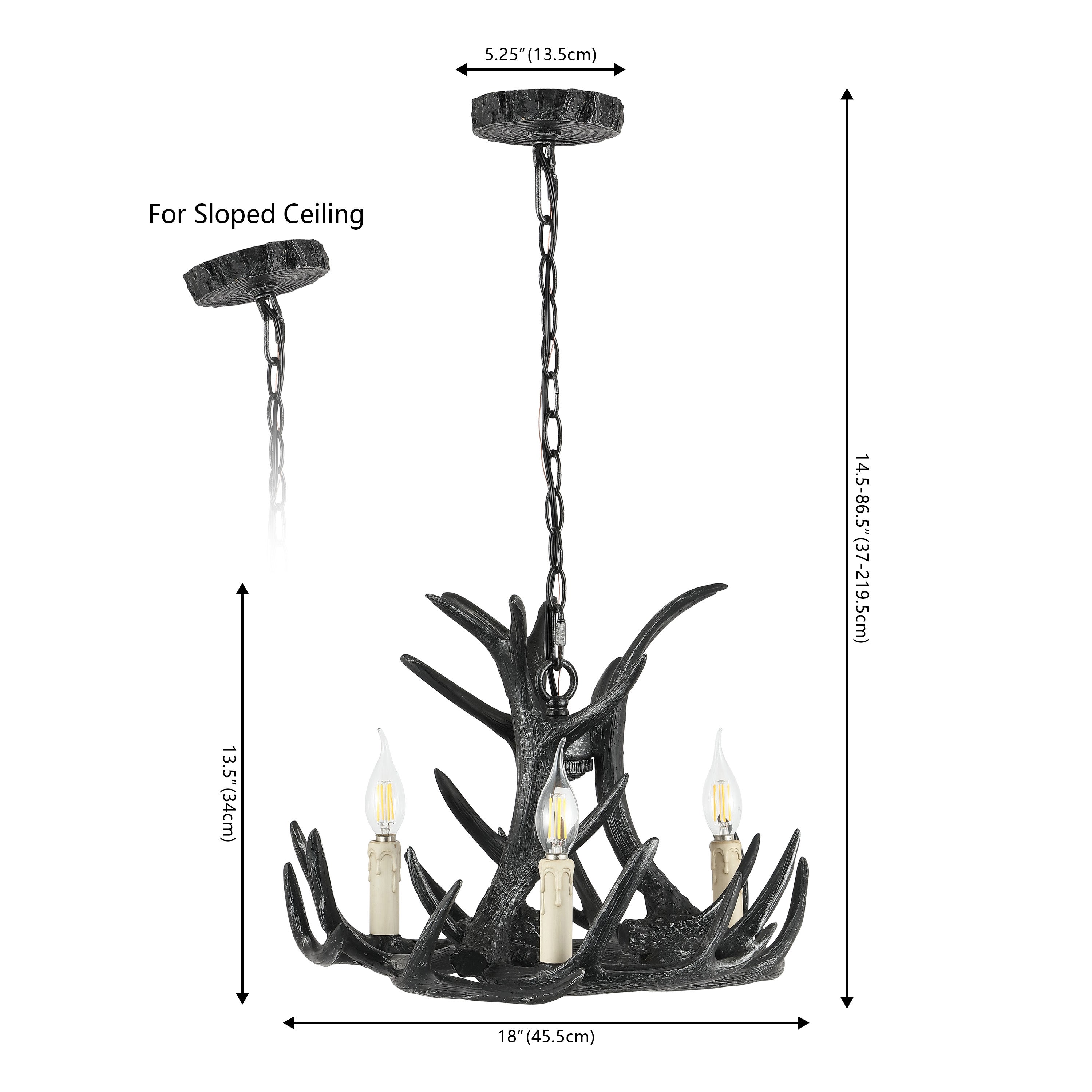 Rudolph Adjustable Resin Antler LED Chandelier - Modern Rustic Lighting Fixture for Home, Cabin, or Lodge Decor - Perfect for Living Room, Bedroom, or Entryway