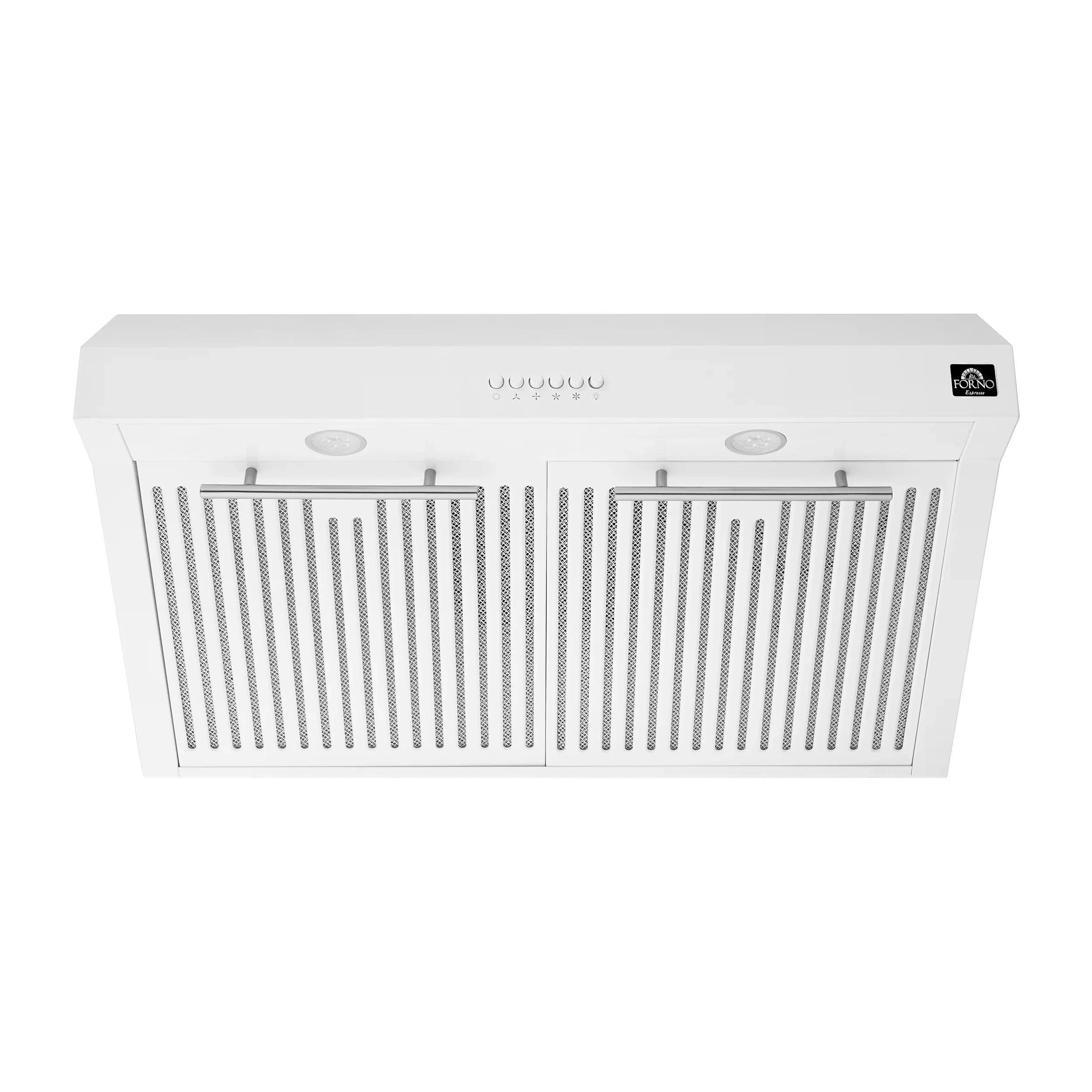 Forno Espresso 30-Inch Electric Range with Range Hood and Refrigerator in White & Silver Handles - FBDL 001 03US - Perfect for Modern Kitchens & Small Spaces