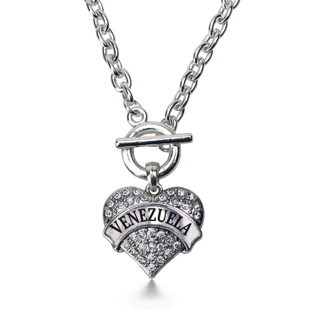 Inspired Silver - 18 Inch Sterling Silver Pave Heart Charm Necklace with Cubic Zirconia, Elegant Gift for Women, Perfect for Valentine's Day, Anniversary & Special Occasions