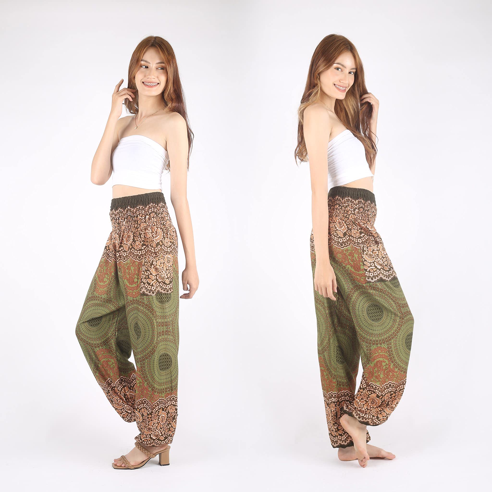 Boho Harem Pants for Women - Comfortable Yoga Trousers, Bohemian Beach Lounge Pants - Perfect for Yoga, Meditation, Beach Vacations & Casual Wear