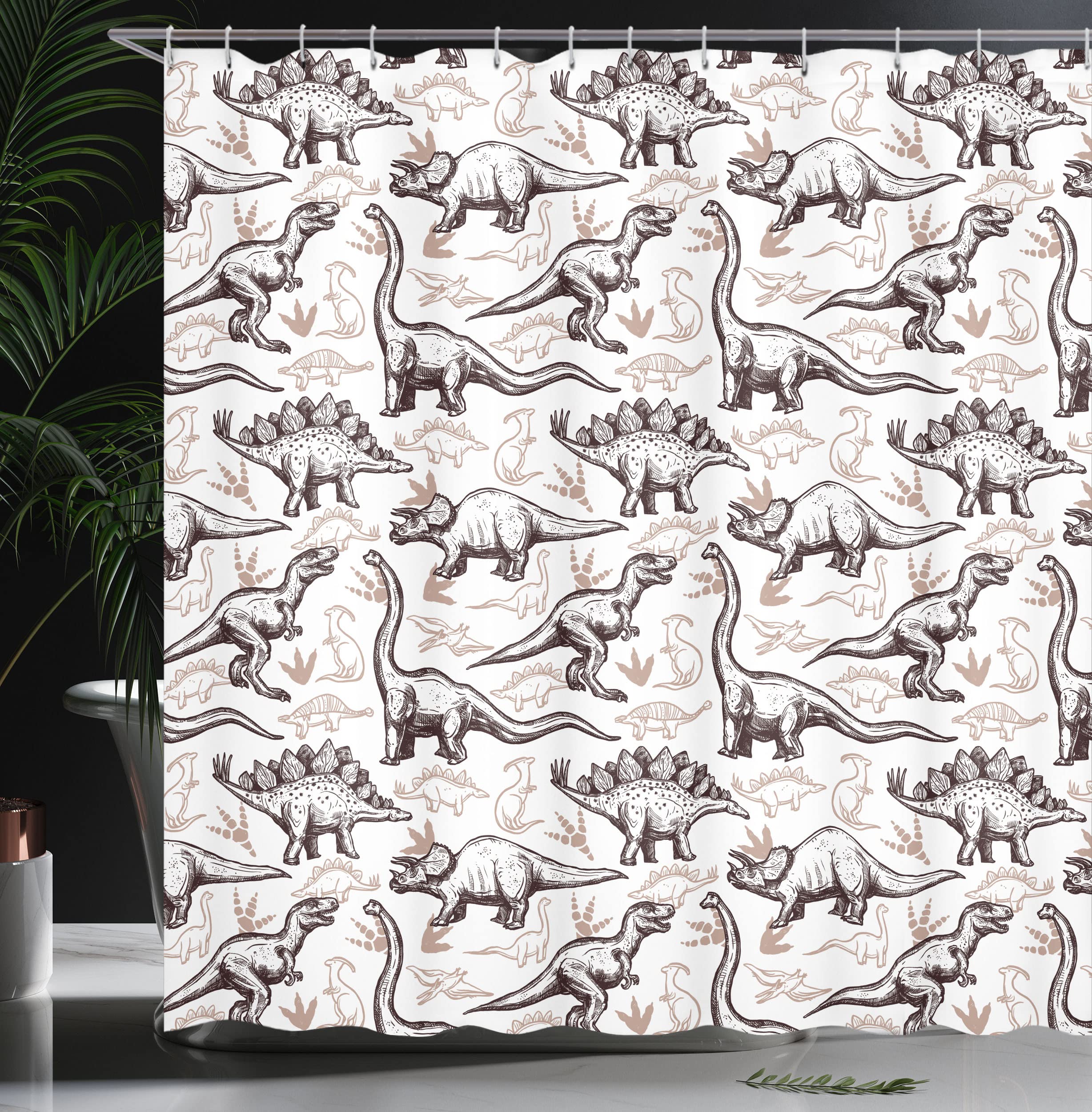 Ambesonne Reptile Shower Curtain - 69x70 Inches Brown & White Abstract Animal Print Bathroom Decor with Hooks | Waterproof Fabric for Bath, Shower, and Kids' Room Decoration
