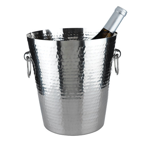 Premium Stainless Steel Hammered Ice Bucket for Champagne & Wine - Elegant Barware for Parties, Weddings & Home Entertaining