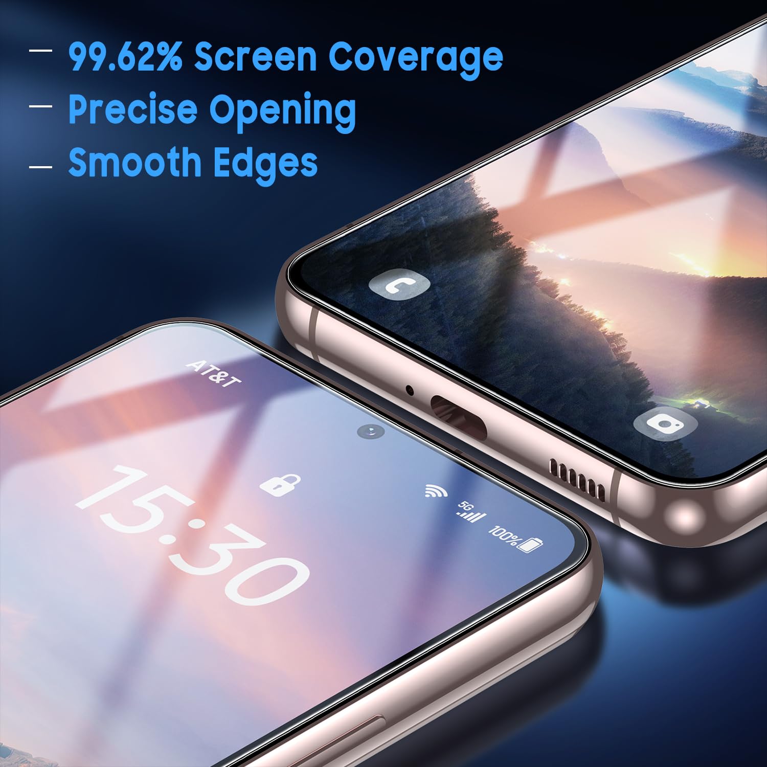 Samsung Galaxy S22 Screen Protector - 2 Pack, Unbreakable with Ultrasonic Fingerprint & Auto-Alignment for Perfect Fit - Home & Office Use