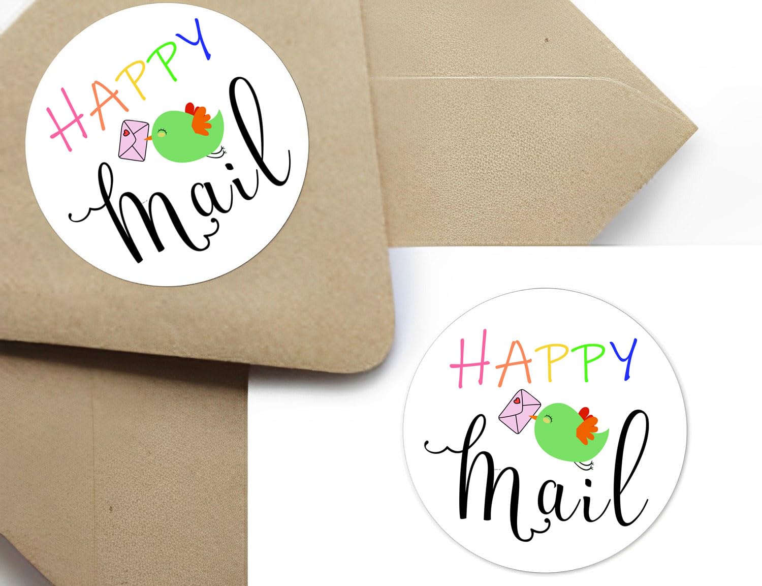 120pcs Happy Mail Stickers - Cute Heart-Shaped Package Labels for Envelopes (1.6 Inch) | Perfect for DIY Scrapbooking, Gift Wrapping & Letter Sealing | Adhesive Decorative Stickers for Mail Art & Craft Projects