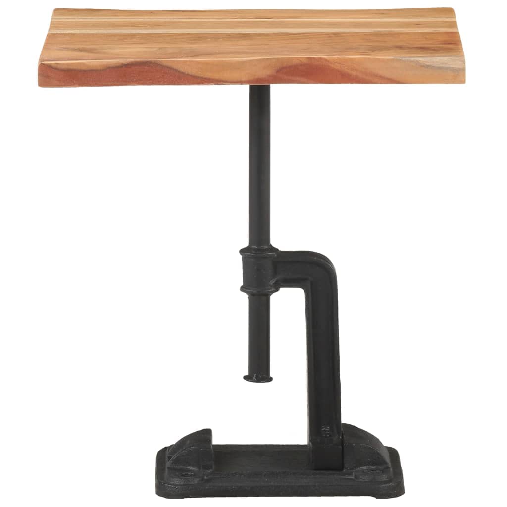 Modern Acacia Wood Side Table with Cast Iron Base - 17.7