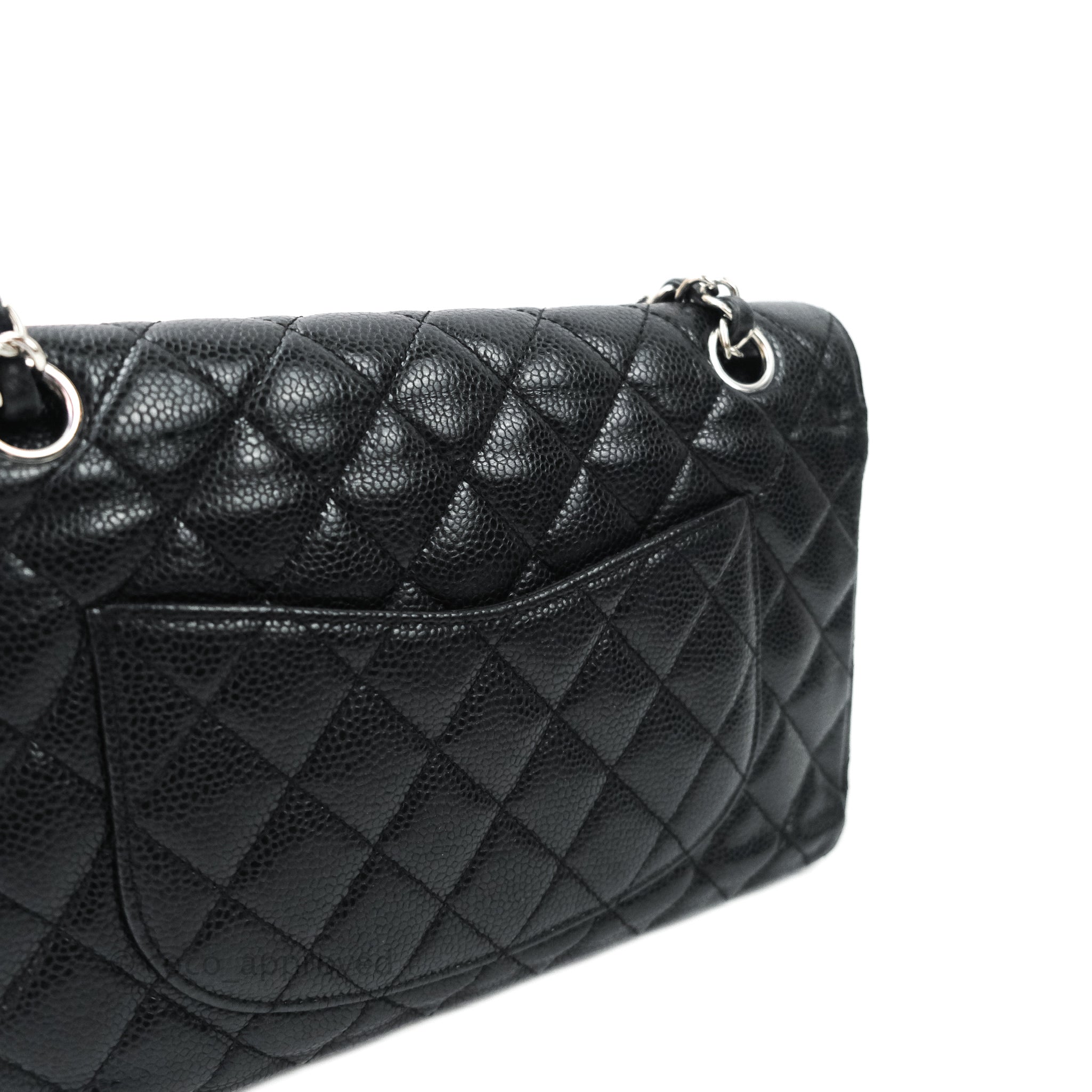 Chanel Classic M/L Medium Double Flap Bag Black Caviar Leather with Silver Hardware - Luxury Designer Handbag for Women, Perfect for Work, Evening Events & Special Occasions