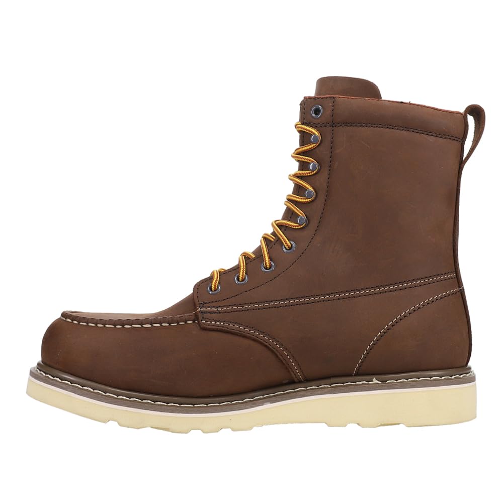 Iron Age Men's 8-Inch Steel Toe Work Boots - Electrical Hazard Safety Shoes, Brown - Durable & Comfortable for Construction, Warehouse & Outdoor Work