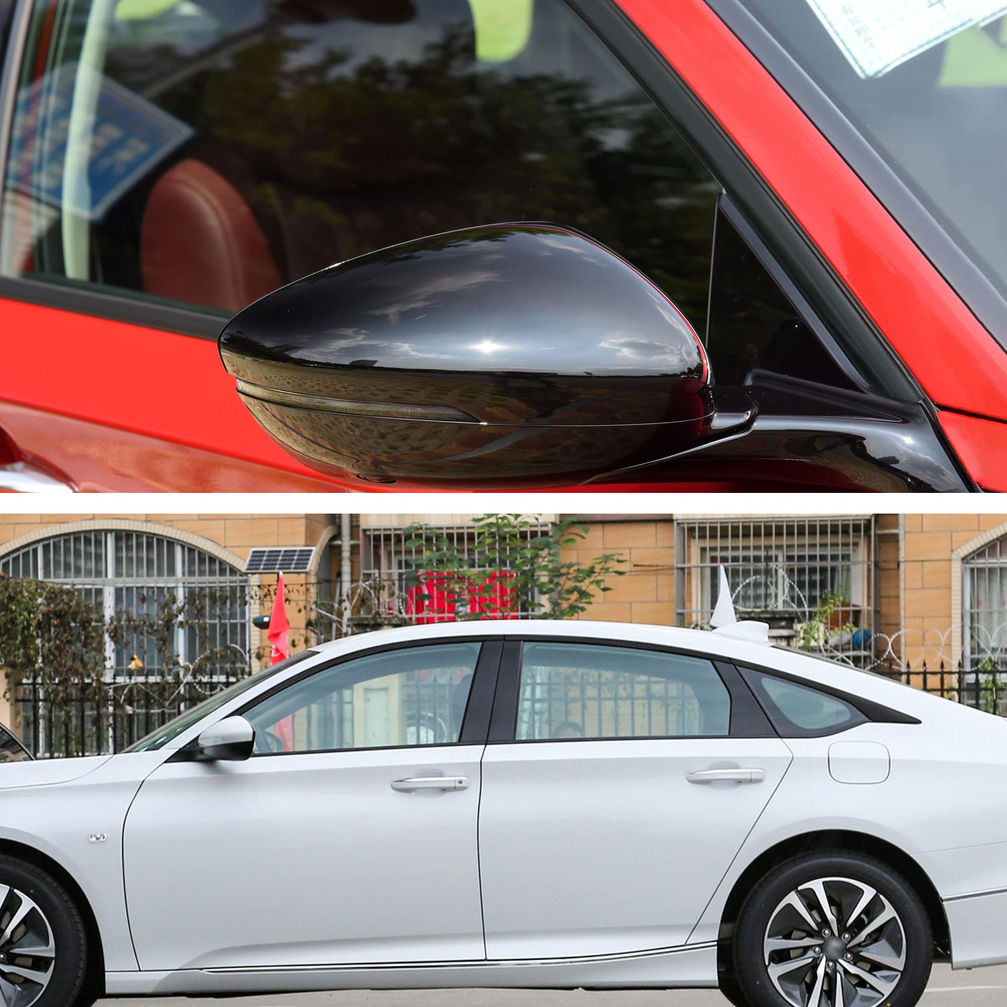 TOMALL Vinyl Car Window Edge Stickers for Honda Accord Sedan 2018-2022 | Auto Window Cover Strip Trim Accessories in Flash Black | Perfect for Car Customization & Protection