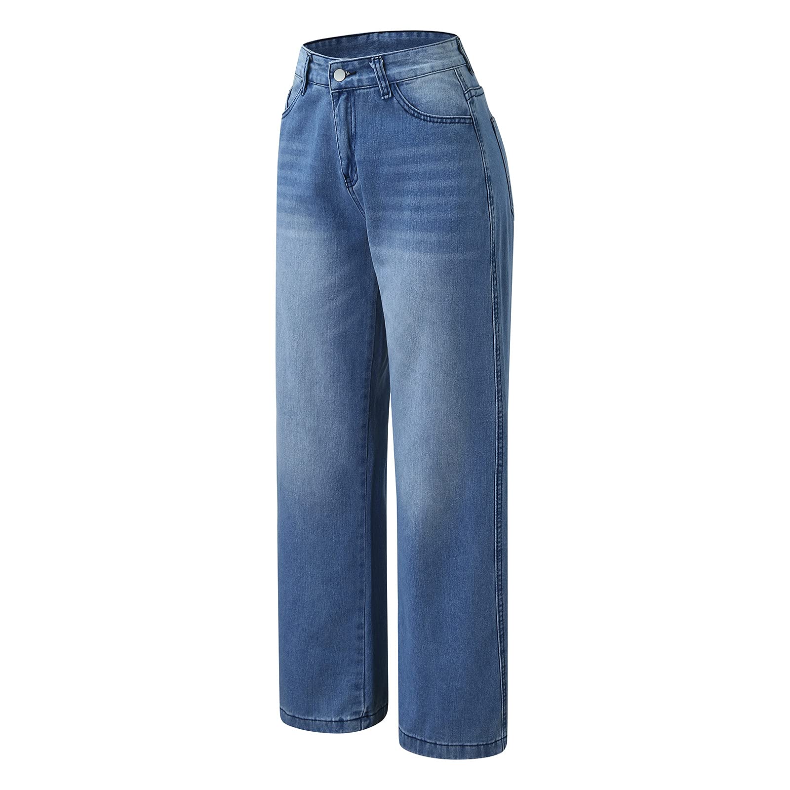 Women's High Waisted Stretch Denim Jeans with Lace Pocket Details - Comfortable Casual Pants for Everyday Wear, Work & Date Nights