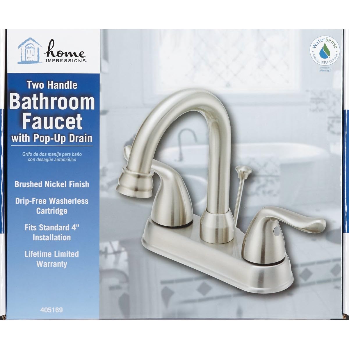 Brushed Nickel Bathroom Sink Faucet with Pop-Up Drain - Modern Waterfall Lavatory Faucet for Bathroom Vanity, Powder Room & Guest Bath Installation